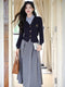 Academia Faked 2 pcs Knitited Top + Pleated Skirt