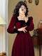 Vintage Wine-red Sparkling Dress