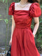 Romantic Red Square Neck Dress