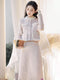 Elegant Fuzzy Quilted Top + Long Skirt 2pcs Set