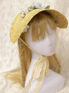 Lace Up Floral Straw Bonnet Hat