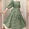 Classic Vintage Plaid Belted Dress