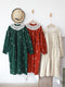 Lace Collar Embroidered Corduroy Dress