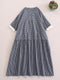 Basic Style Cotton Plaid Dress