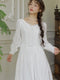 Royal V-neck Lace Trim Ivory Dress