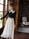 Lace Collar Knit Top + Ruffled Skirt