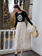 Black Embroidery Mirror Top + A-line Skirt 2pcs Set