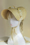 Lolita Lace Up Floral Straw Bonnet Hat