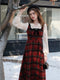 Knit Top + Plaid Sleeveless Dress