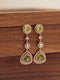 Olivine CZ Diamond Line Earrings