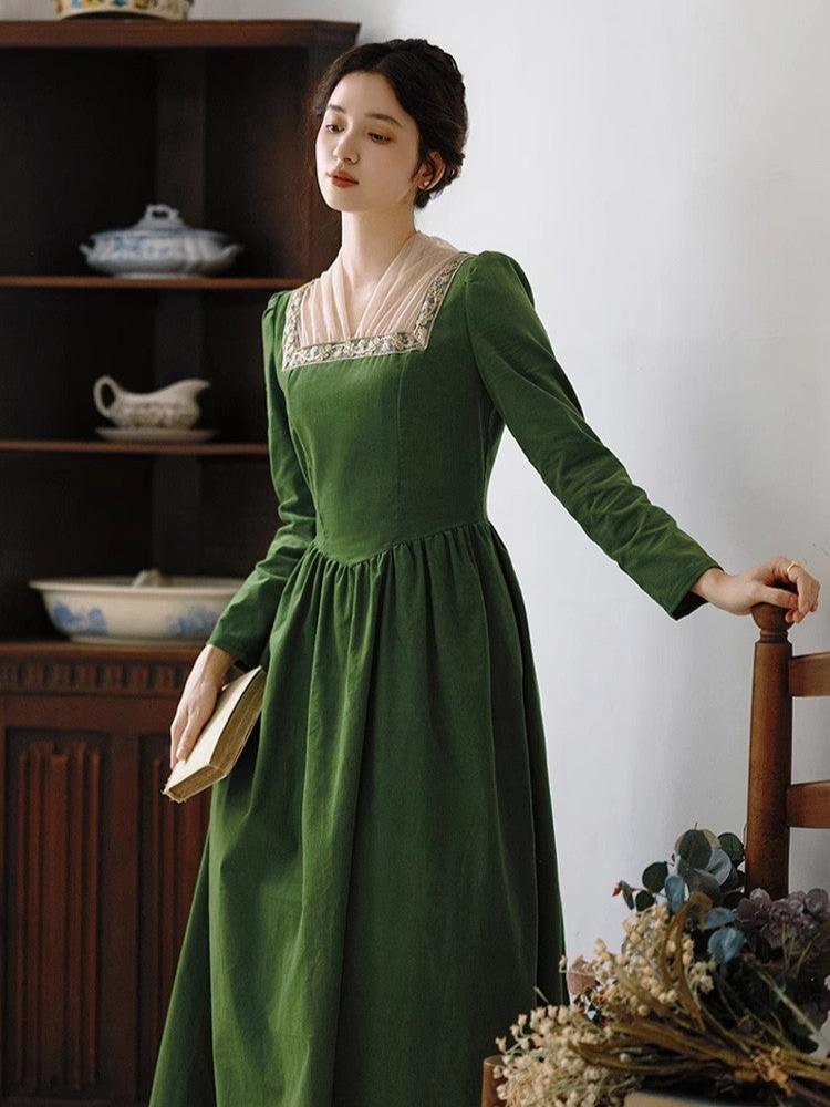 cottagecore victorian dress Cottagecore Jacquard Puff Sleeves Dress short Sleeves / L I Retro Fairy