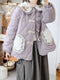 Cute Embroidered Collar Quilted Coat