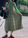 Cute Woolen Plaid Overall Dress