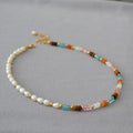 Pearl Natural Stones Patchwork Necklace / Bracelet