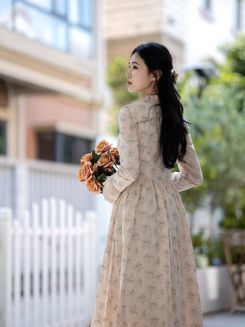Hand-Painted Frilled-Neck Dress main image 1