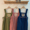 Super Cute Embroidered Corduroy Pinafore Dress