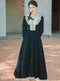 Vintage Embroidered Collar Belted Dress