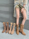 Hollow-Out Stars Cowhide Leather Boots