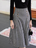 Bow Top+Checkered Skirt