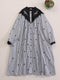 Embroidered Collar Striped Dress