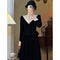 Vintage Elegant Lace Velvet Fake 2pcs Dress