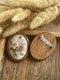 Hand Embroidered Wood Frame Brooch