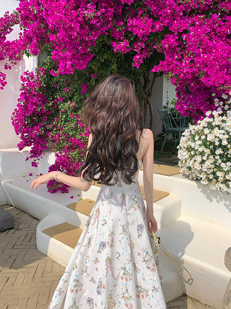 Mesh Cardigan & Floral Slip Dress 2Pcs