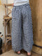 Linen Plaid Wide Leg Crop Pants