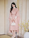 Romantic Caped Coat + Knitted Top + Overall Dress 3pcs Set (Belt Included)