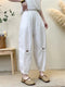 Embroidered Linen Crop Pants