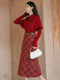 Vintage Caped Knit Top + Plaid Long Skirt 2pcs Set (Belt Included)