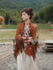 Faux Suede Leather Tassel Shawl