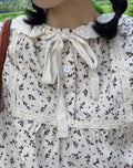 Lace Collar Floral Corduroy Shirt
