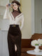 Vintage Frilled Collar Top + Long Skirt