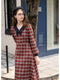 Vintage Academia V-neck Plaid Dress