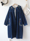 Embroidered Loose Fit Corduroy Coat