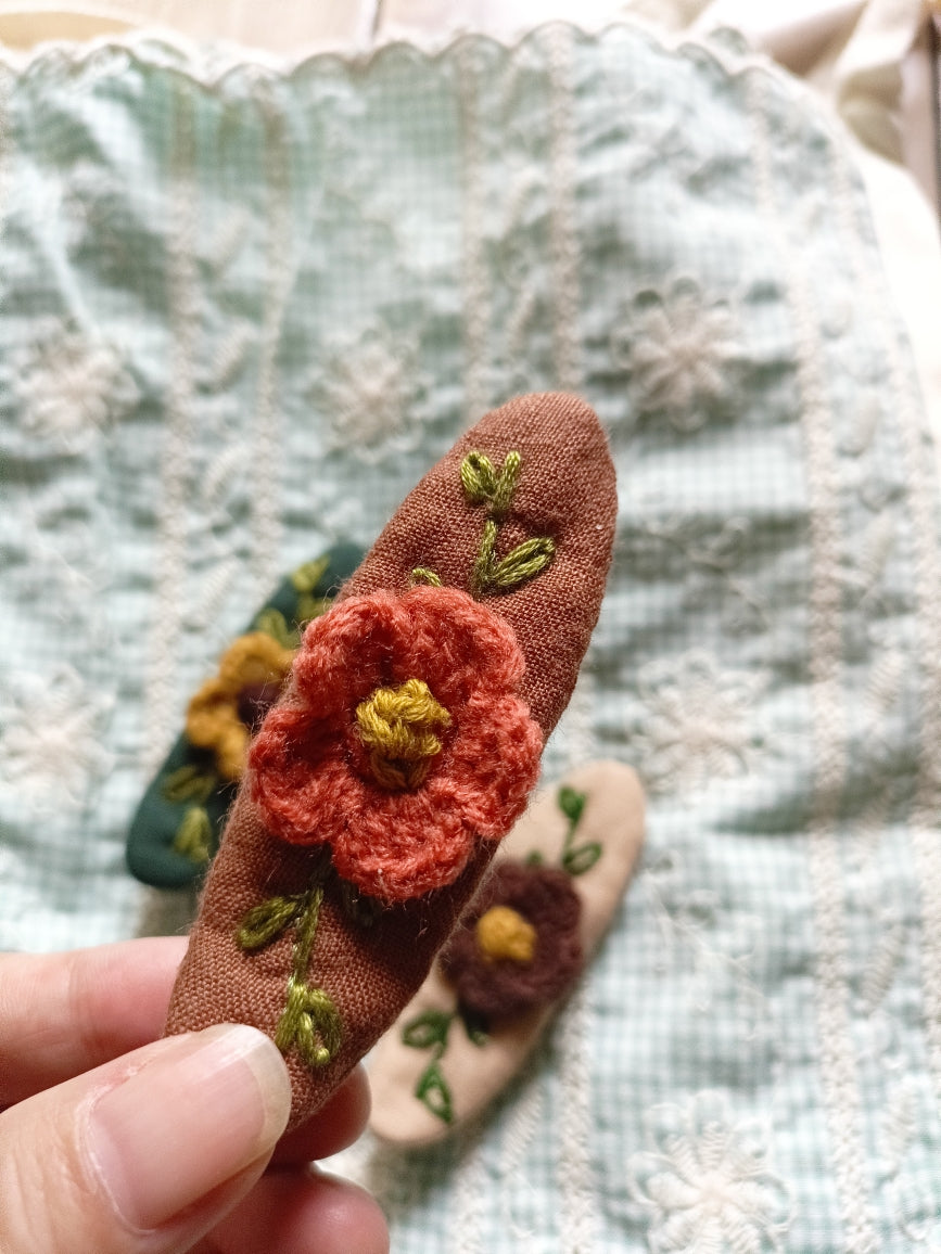 Handmade Embroidered Hair Pin– The Cottagecore