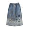 Cute Embroidered Denim Skirt