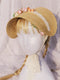 Lolita Lace Up Floral Straw Bonnet Hat