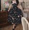 Vintage Sunflower Lace Neck Dress