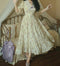 Vintage Lace Neck Slim Waist Dress