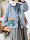 Super Cute Embroidered Collar Quilted Coat