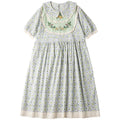 Forest Girl Floral Embroidered Drawstring Dress