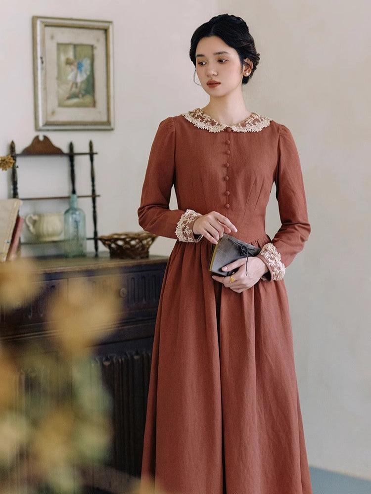 Lace Collar Ramie Vintage Dress