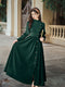 Stand Collar Button Up Corduroy Dress