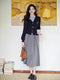 Academia Faked 2 pcs Knitited Top + Pleated Skirt