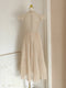 Beige Embroidered Pleated Dress