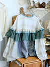 Ruffled Lace Linen Patchwork Shirt