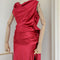 Satin Backless Maxi Evening Dress