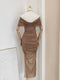 Brown Cross Bust Prom Dress